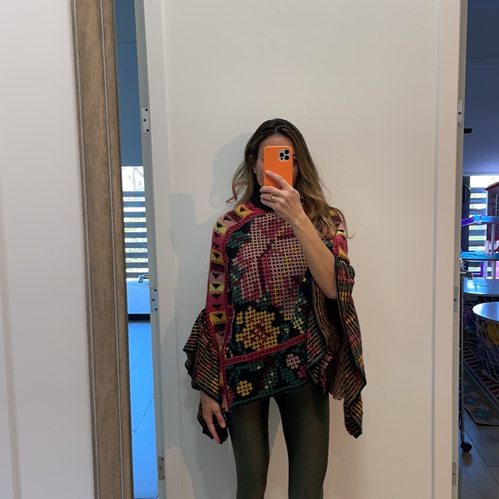 Stunning and warm floral poncho